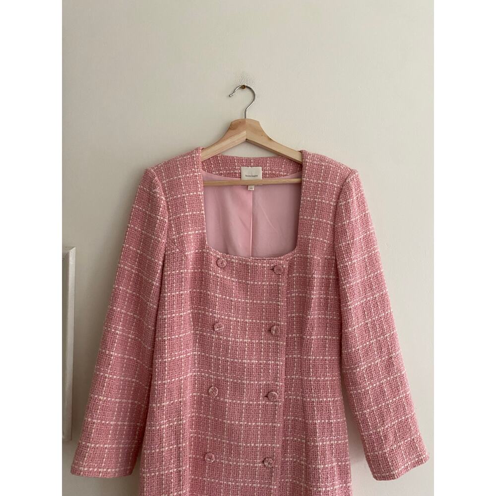 FAVORITE DAUGHTER Pink Tweed Long Sleeve Mini Dress Size 8 - Picture 5 of 8